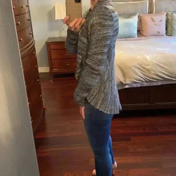 Ricki’s Cardigan Open Front Shawl Collar  Circle Sweater Blue Grey Size Small - Picture 10 of 16